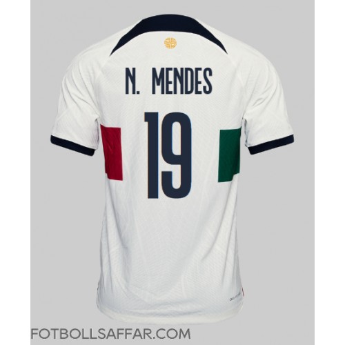 Portugal Nuno Mendes #19 Bortatröja VM 2022 Kortärmad